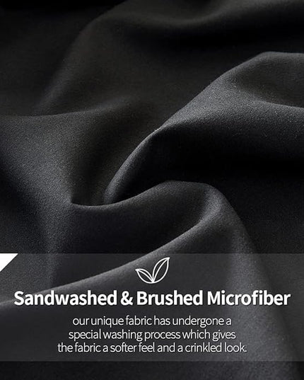 Bed Sheet Set - Brushed Microfiber Bedding - Wrinkle, Fade-Hotel Sheet- Deep Pockets - Easy Fit - Breathable & Cooling Sheets- 4 Piece(Queen,Black) - LeafyLoom