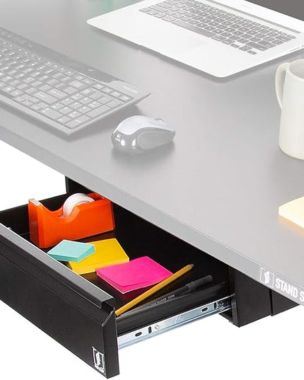 Stand Steady Attachable Under Desk Drawer | Pull-Out Storage Organizer with Smooth Sliding Tracks | Spacious Storage Drawer Easily Mounts to Desks and Workstations (Black / 17.5 x 11.5) - LeafyLoom