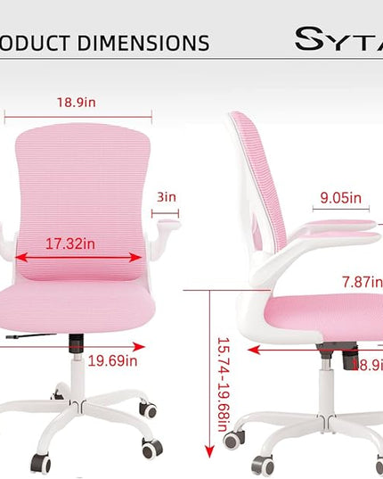 Sytas Home Office Chair Ergonomic, Mesh Desk Chair Lumbar Support, Ergonomic Computer Chair Adjustable Armrest(Pink) - LeafyLoom