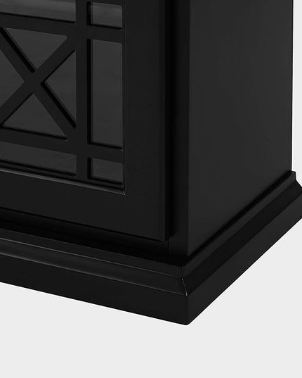Walker Edison Modern Wood Glass-Buffet-Sideboard Living Entryway Serving Storage Cabinet Doors-Dining Room Console, 60 Inch, Black (AZU60LANFWBL) - LeafyLoom