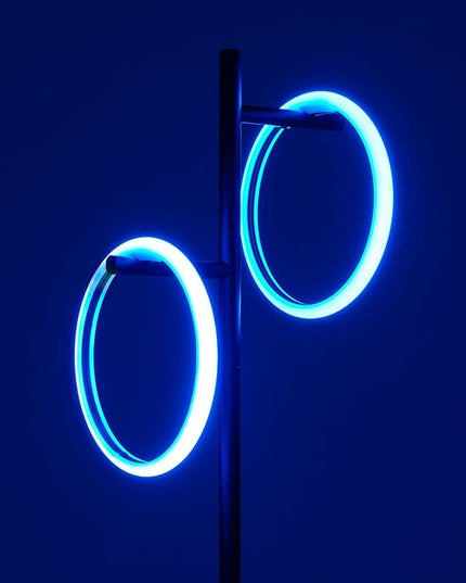 Brightech Saturn Modern Color Changing Table Lamp - Desk Tree LED Lamp Perfect for Living Room Decor - Beautiful RGB Color Gradient and 2 LED Lights for Bedroom, Office, Reading - Black - LeafyLoom