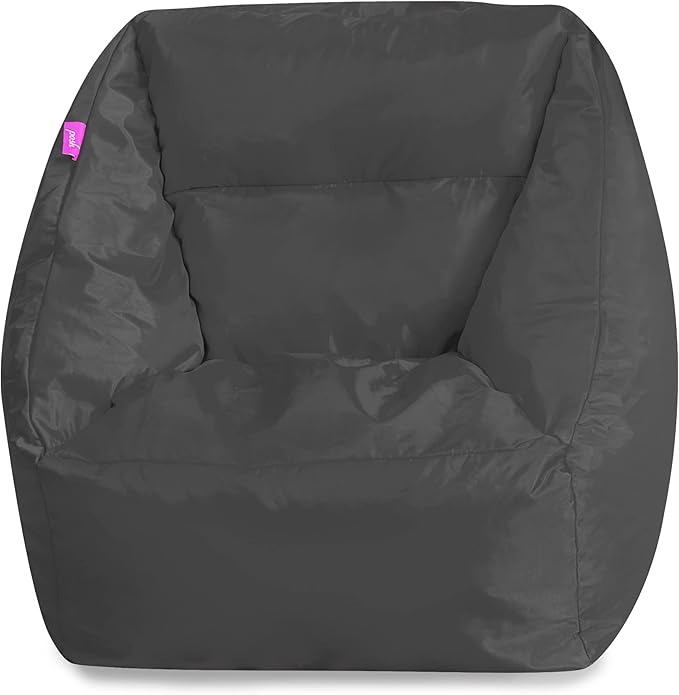 Posh Creations Structured Comfy Bean Bag Chair for Gaming, Reading, and Watching TV, Coronado Chair, Microsuede - Charcoal Gray - LeafyLoom