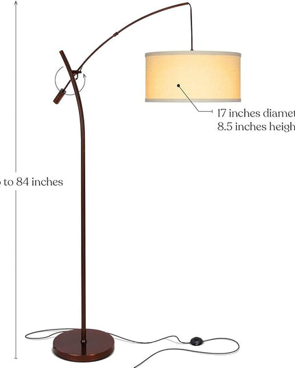 Brightech Grayson LED Floor Lamp, Modern Arc Lamp for Office & Living Room, Tall Lamp with Adjustable Arm, Standing Lamp in Industrial Style for Bedroom Reading - Bronze - LeafyLoom