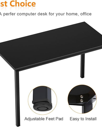 Need Small Computer Desk Writing Desk 39 3/8'' L Study Desk for Small Space Gaming Desk Sturdy and Heavy Duty Home Office Desk for Dormitory/Meeting Room AC3CB(100 * 60) Beside Table,Black/Black - LeafyLoom