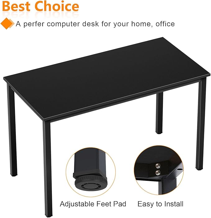 Need Small Computer Desk Writing Desk 39 3/8'' L Study Desk for Small Space Gaming Desk Sturdy and Heavy Duty Home Office Desk for Dormitory/Meeting Room AC3CB(100 * 60) Beside Table,Black/Black - LeafyLoom