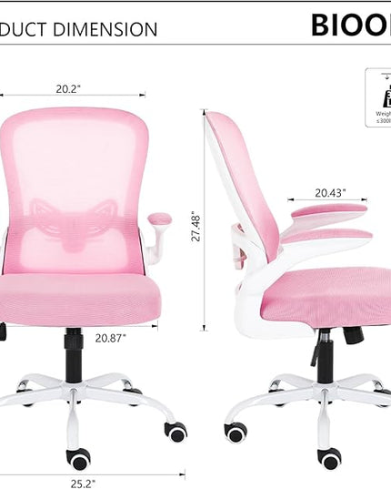 Office Chair Computer Chair with Flip Up Armrests Breathable Mesh Chair Lumbar Support Comfort Swivel Home Office Ergonomic Desk Chair Gaming Chair for Adults and Teens - LeafyLoom