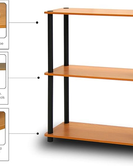Furinno Turn-N-Tube 3-Tier Compact Multipurpose Shelf Display Rack, Light Cherry - LeafyLoom