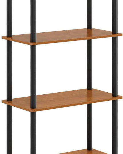 Furinno (99557LC/BK) Turn-N-Tube 4-Tier Multipurpose Shelf Display Rack - Light Cherry/Black - LeafyLoom