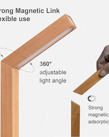 Wood Desk Light,Dimmable Desk Lamps for Bedrooms Touch Lamp RotatableDesk Light Wall Lamp (Beech Wood) - LeafyLoom