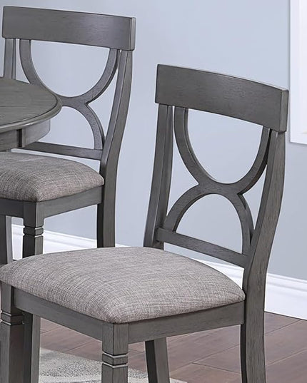 NicBex Round Dining Table Set for 4 Kitchen Table Set Counter Height Dining Table with Storage Shelve 4X Chairs Padded Seat Unique Design Back 5Pc Dining Set, Gray - LeafyLoom