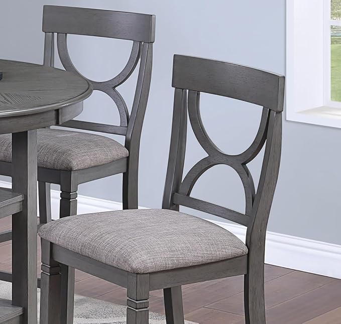 NicBex Round Dining Table Set for 4 Kitchen Table Set Counter Height Dining Table with Storage Shelve 4X Chairs Padded Seat Unique Design Back 5Pc Dining Set, Gray - LeafyLoom