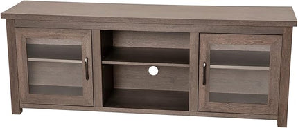 Flash Furniture Sheffield TV Stand up to 80" TVs - Modern Black Wash Finish & Full Glass Doors - 65" Engineered Wood Frame - 3 Height Adjustable Shelves - LeafyLoom