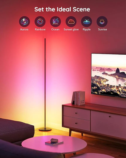 Govee RGBIC Floor Lamp, LED Corner Lamp Works with Alexa, 1000 Lumen Smart Modern Floor Lamp with Music Sync and 16 Million DIY Colors, Color Changing Standing Floor Lamp for Bedroom Living Room Black Govee