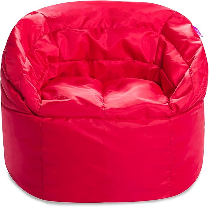 Posh Creations Structured Comfy Seat for Playrooms and Bedrooms, Large Bean Bag Chair, Sonoma Lounger, Red - LeafyLoom
