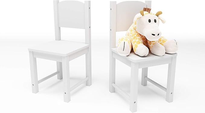 Timy Toddler Wooden Chair Pair, Kids Furniture for Eating, Reading, Playing 2 Pack (White) - LeafyLoom