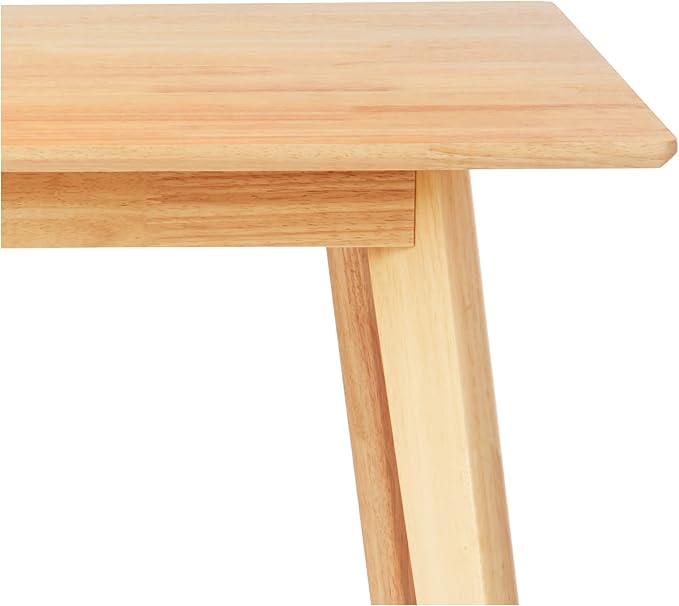 Amazon Basics FSC Certified Solid Wood Kitchen Rectangular Dining Table, Natural Wood, 29.5"D x 47.2"W x 29.5"H - LeafyLoom