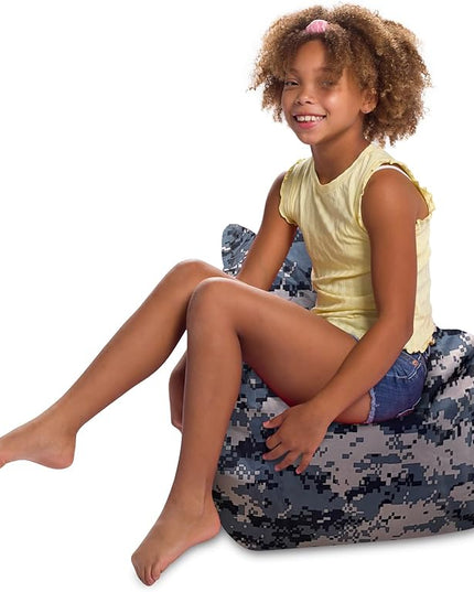 Posh Creations Structured Comfy Bean Bag Chair for Gaming, Reading and Watching TV, Pasadena Chair, Nylon - Camo Digital - LeafyLoom
