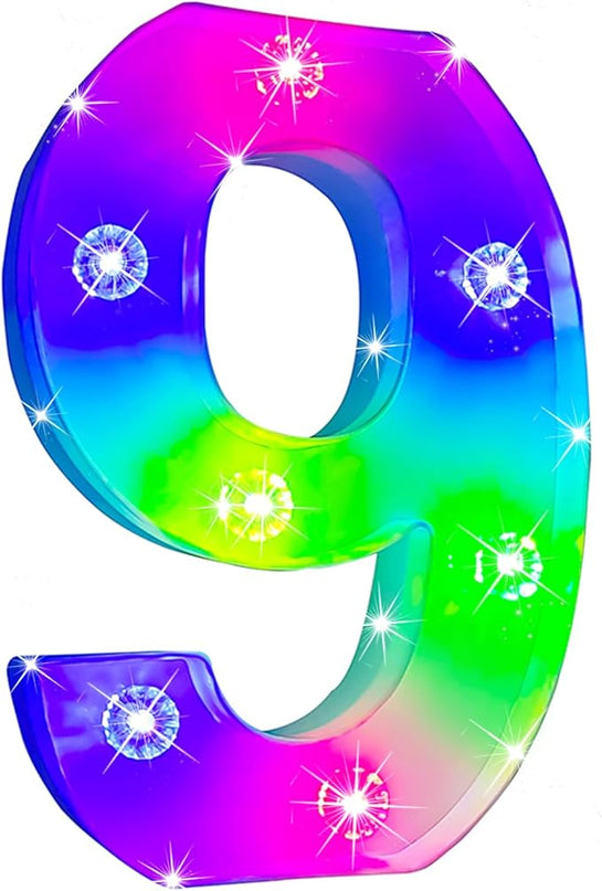 Glintee Decorative Led Light Up Number, Light Up Number Sign for Night Light Wedding Birthday Party Christmas Home Bar Decoration Number-(Number 9) - LeafyLoom