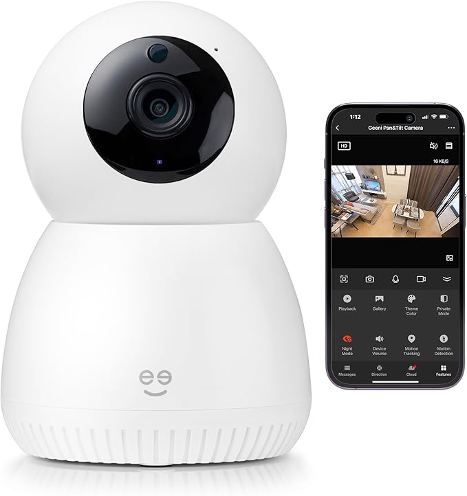 Scope indoor 1080p HD Smart Auto-Tracking Security Camera, White, Motion Only Geeni