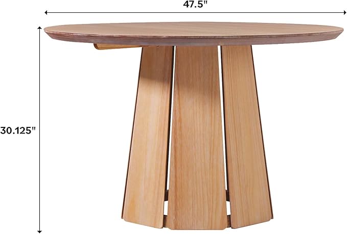 Walker Edison Scandinavian Paneled-Wood Pedestal Base Round Top Dining Table, 48 Inch, Cerused White - LeafyLoom