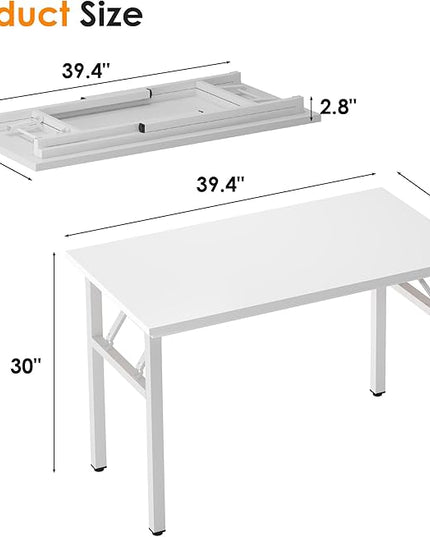 Need 39.4 inch Computer Desk for Small Space Small Folding Table Small Writing Desk Compact Desk Foldable Desk with BIFMA Certification, No Install Needed, White AC5-10060-DW - LeafyLoom