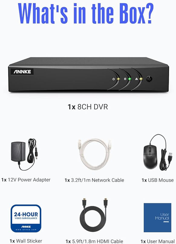 ANNKE 3K Lite H.265+ Security DVR Recorder with AI Human/Vehicle Detection, 8CH Hybrid 5-in-1 CCTV DVR for Surveillance Camera, Supports 8CH Analog and 2CH IP Cameras, Remote Access (No Hard Drive) ANNKE