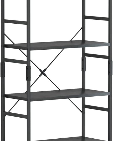 NUMENN 6 Tier Bookshelf, Tall Bookcase Shelf Storage Organizer, Modern Book Shelf for Bedroom, Living Room and Home Office, Black - LeafyLoom