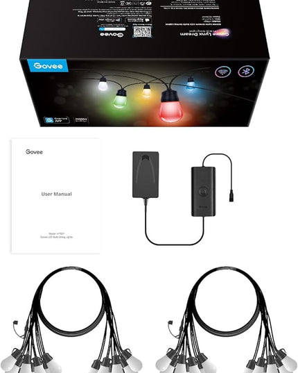 Govee Smart Outdoor String Lights H7021, RGBIC Warm White 96ft (2 Ropes of 48ft) LED Bulbs for Outdoor Decorations, WiFi Patio Lights Work with Alexa, Google, APP Control, IP65 Waterproof Govee