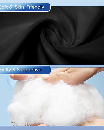 Knee Pillow for Side Sleepers - Between Leg & Under Knee Pillow for Back Sleepers - Leg Pillow with 850G 7D Alternative for Relieving Leg, Back, and Knee Pain - 100% Cotton Fabric-Black - LeafyLoom