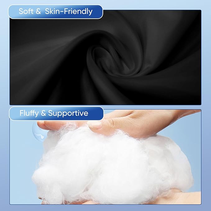 Knee Pillow for Side Sleepers - Between Leg & Under Knee Pillow for Back Sleepers - Leg Pillow with 850G 7D Alternative for Relieving Leg, Back, and Knee Pain - 100% Cotton Fabric-Black - LeafyLoom