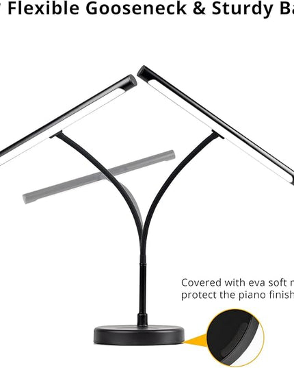 Piano Light, 16'' Head, 20'' Neck, Adjustable Height and Direction, Music Stand Light, LED Piano Lamp, 3 Color Modes, 10 Brightness Levels, Metal, Black - LeafyLoom