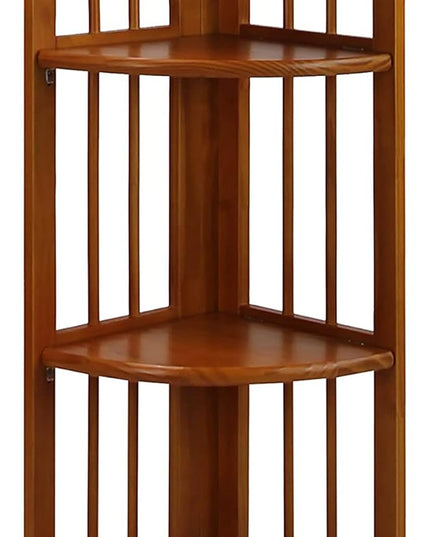 Casual Home 4-Shelf Corner Folding Bookcase, Honey Oak - LeafyLoom