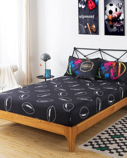 ADASMILE A & S Football Comforter Set Twin for Boys Kids American Football Bedding Set Sports Football Player Comforter with Football Sheets Twin Bed in A Bag Rugby Comforter Sets for Kids Home Decor - LeafyLoom