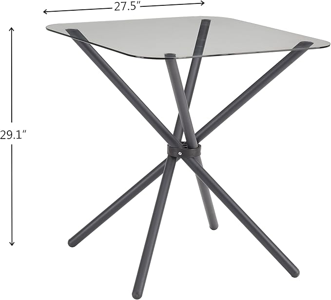 NicBex Small Dining Table for 2 Kitchen Table and Chairs Square Glass Tempered Dining Table with 4 Legs and 2 Metal Chair for Home Office Kitchen Dining Room, Antique Brown - LeafyLoom