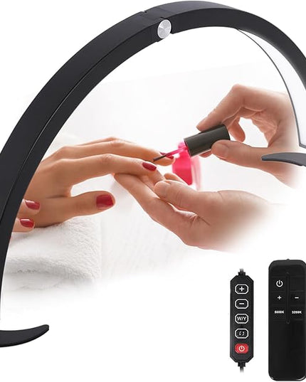 Half Moon Light for Nail Desk 29in 40W Foldable Led Moon Light with Wire Controller & Remote Infinitely Brightness Cool/Warm Tones - LeafyLoom