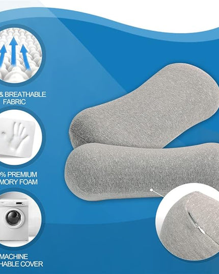 JEMA Memory Foam Lumbar Support Pillow for Office Chair, Car, Bed, for Lower Back Pain Relief, Great as Lumbar Pillow, Under Knee Pillow, Leg Rest Pillow, Headrest, Grey - LeafyLoom