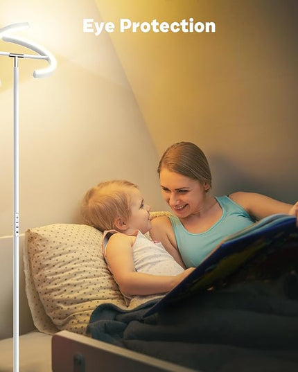 White RGBCW Floor Lamp, Bright Color Changing RGB Standing Lamp, Modern Stepless Dimmable LED Tall Lamp with Remote Control, 20W 3000-6000K Floor Lamps for Living Room, Bedroom, Office - LeafyLoom