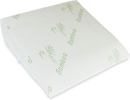 InteVision Foam Bed Wedge Pillow (26" x 25" x 7.5") and Headrest Set, 2" Memory Foam Top - Helps Relief from Acid Reflux, Post Surgery, Snoring - LeafyLoom