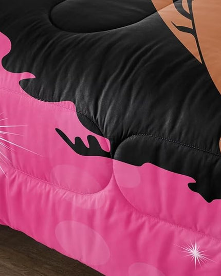 Black Girl Comforter Set Queen for Kids Teens,Black Girl Magic Bedding Set,African American Girl Inspirational Quotes Comforter Set,Black Princess Bed Bedroom Set - LeafyLoom