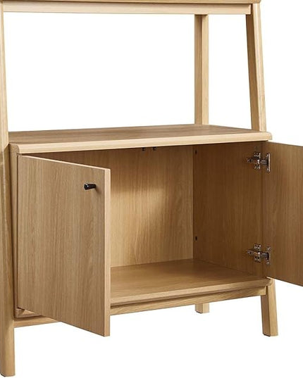 Modway 33" Bookshelf Display Case in Oak - LeafyLoom