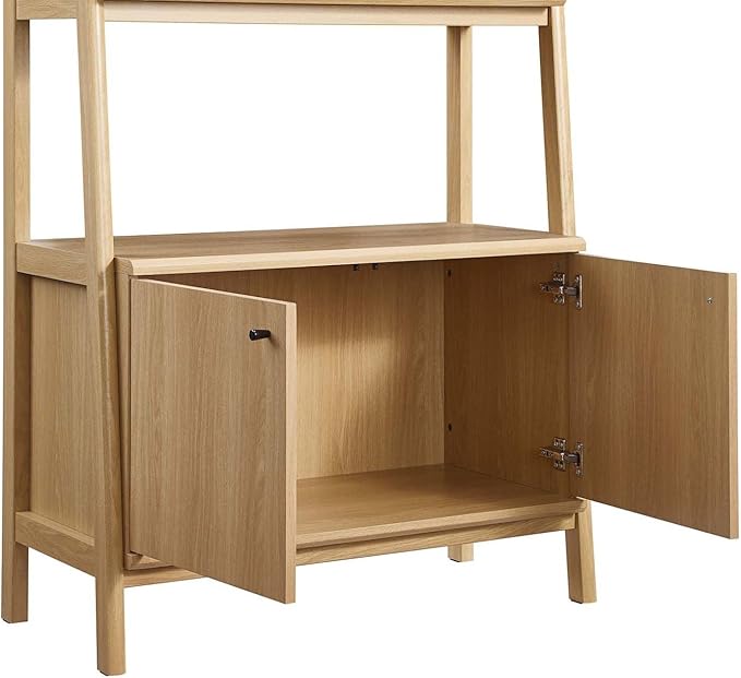 Modway 33" Bookshelf Display Case in Oak - LeafyLoom