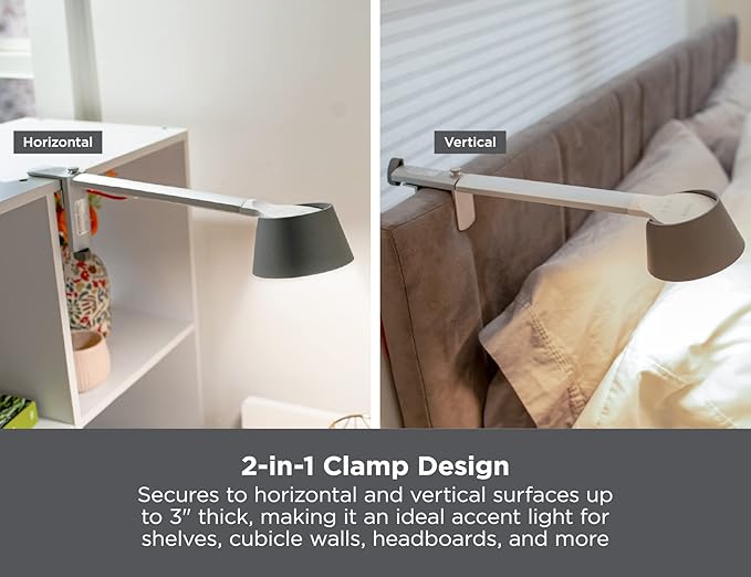 BLACK+DECKER Verve Designer LED Clamp Light, Fits Shelves, Cubicles & Headboards, True White LED + 16M RGB Colors - LeafyLoom
