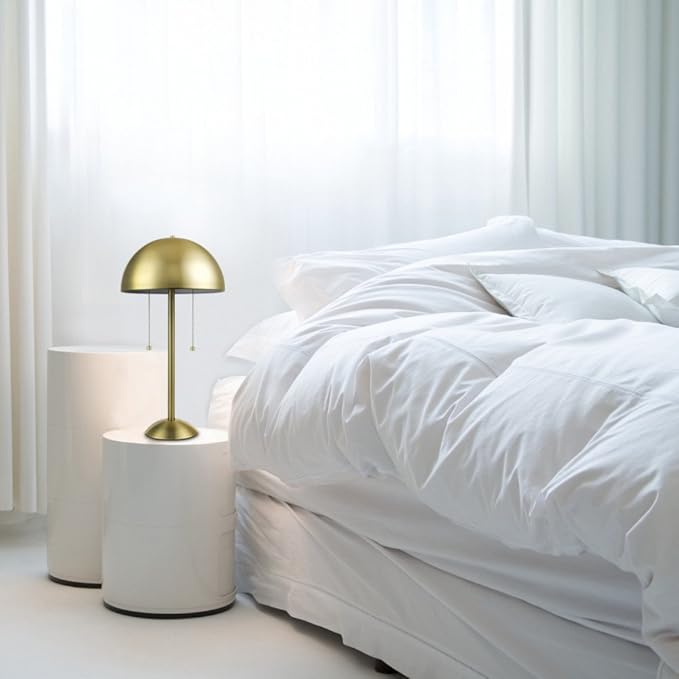 Globe Electric 12976 Haydel 21" 2-Light Table Lamp, Matte Brass, Double On/Off Pull Chain - LeafyLoom