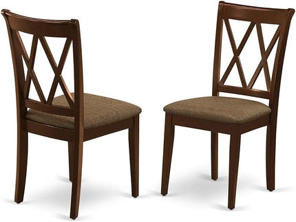East West Furniture PSCL5-MAH-C 5 Piece Modern Set Includes a Rectangle Wooden Table with Butterfly Leaf and 4 Linen Fabric Kitchen Dining Chairs, 32x60 Inch - LeafyLoom