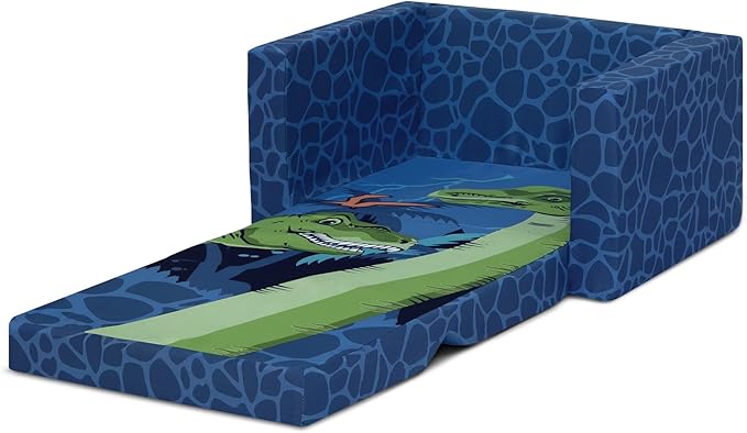 Delta Children Dinosaur Cozee Flip-Out Chair For Relaxing- 2-in-1 Convertible Lightweight,Portable Chair to Lounger for Toddlers & Kids - LeafyLoom