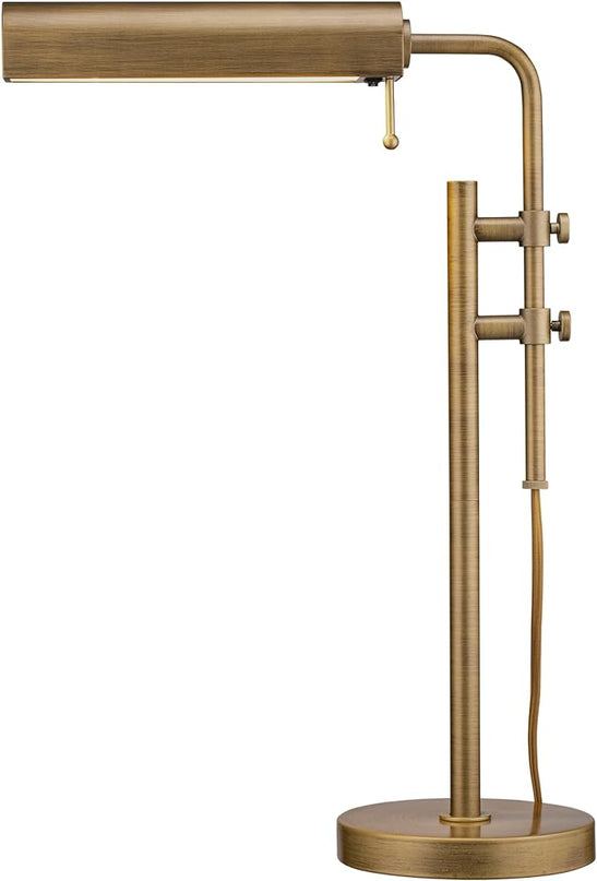 O'Bright Aurora LED Pharmacy Desk Lamp - Swing Arm, Industrial Design for Reading, Crafting, Work,10W LED, Adjustable Height 18.5-24.5 inches - Ideal for Living Room, Bedside, Office - Antique Brass - LeafyLoom