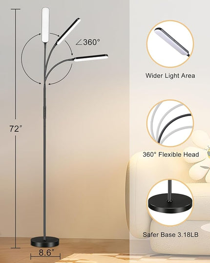 LED Pharmacy Floor Lamp - Tall Industrial Floor Lamp Design for Reading, Crafting, Work, 15W 1500LM Bright Reading Floor Lamp with Remote & Touch Control, for Living Room, Bedroom and Office - LeafyLoom