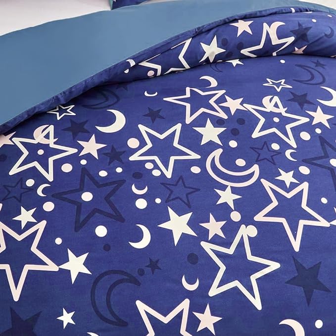 Feelyou Galaxy Glow in The Dark Comforter Set for Girls Kids Twin Purple Universe Starry Night Bedding Set Super Soft Outer Space Stars Moon Comforter Girl Bedroom Glow Decor Bedding Quilted Duvet - LeafyLoom