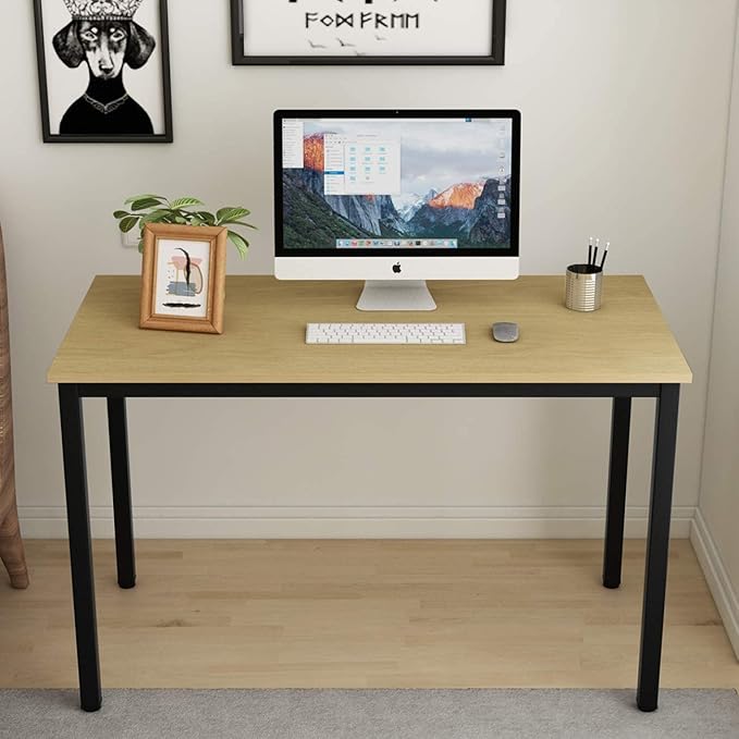 SogesGame Computer Desk, 47.2 inches Small Office Desk Computer Table Study Writing Desk Workstation for Home Office, Teak Dining Table - LeafyLoom