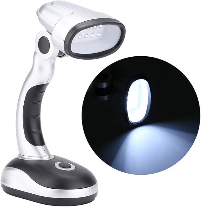 Led Desk Lamp, 12-Bulb Battery-Operated Table Light Eye Care for Reading Study Lighting - LeafyLoom